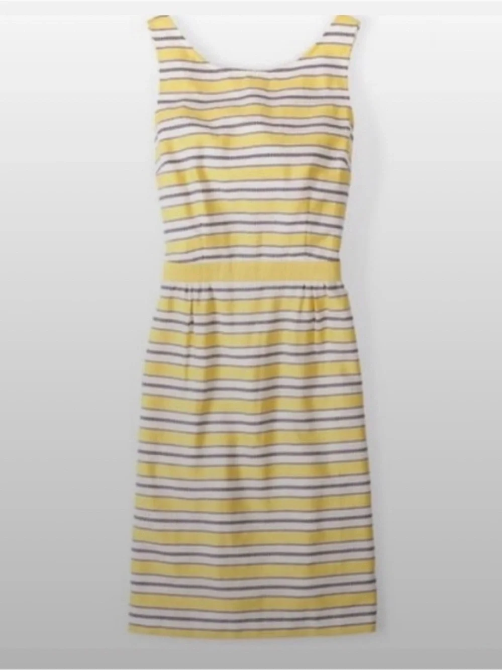 Boden Grace Yellow Purple Stripe Sheath Dress‎ sz Sleeveless Summer US 10 L